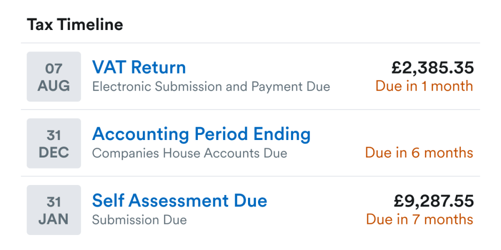 A timeline of upcoming tax payments for the year ahead.