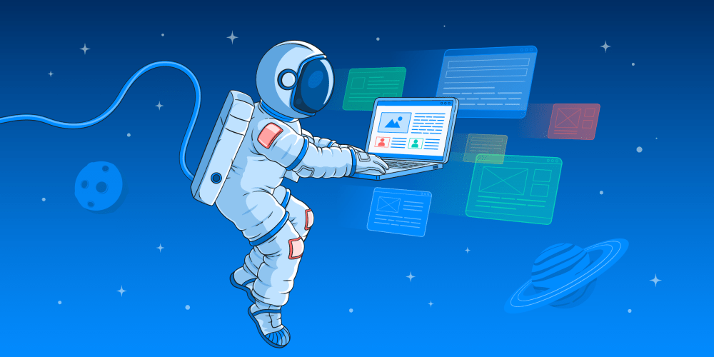 astronaut writing emails in space